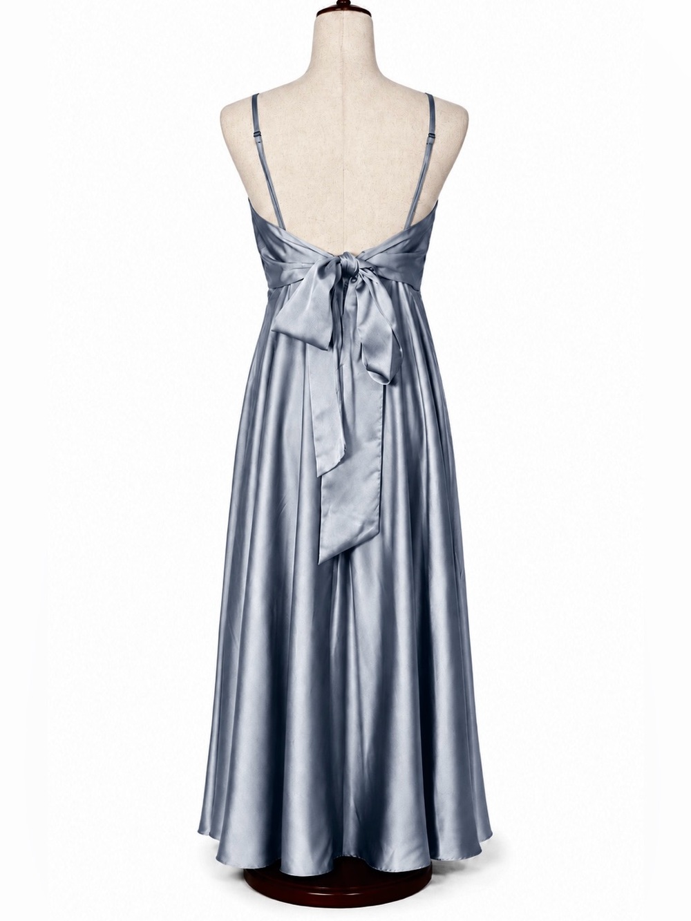 ASOS grey blue silky dress / gown w bow and spaghetti straps. "slip dress" M - Picture 4 of 5